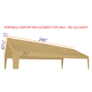 11'x20' Portable Carport REPLACEMENT TOP ONLY - TAN without Leg Skirts