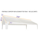 11'x20' Portable Carport REPLACEMENT TOP ONLY - WHITE without Leg Skirts