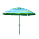 8' Blue Green Beach Umbrella with Sand Anchor