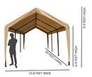 11'x20'x9'9" (8) Leg Portable Carport- TAN