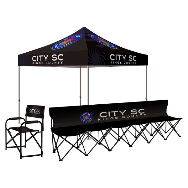 CITY SC Kings County PACKAGE 2 (10x10 canopy kit, 6-Player Bench, & Coach's Sideline Chair)